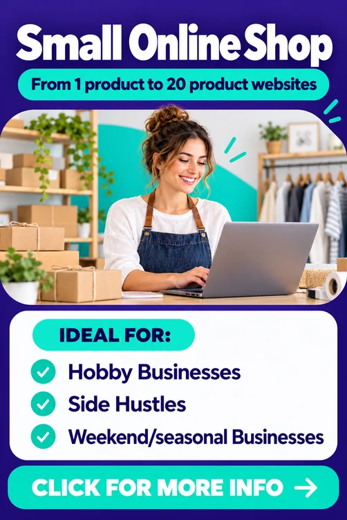 Small online shop 120 products for hobby businesses side hustles and weekend or seasonal businesses View details